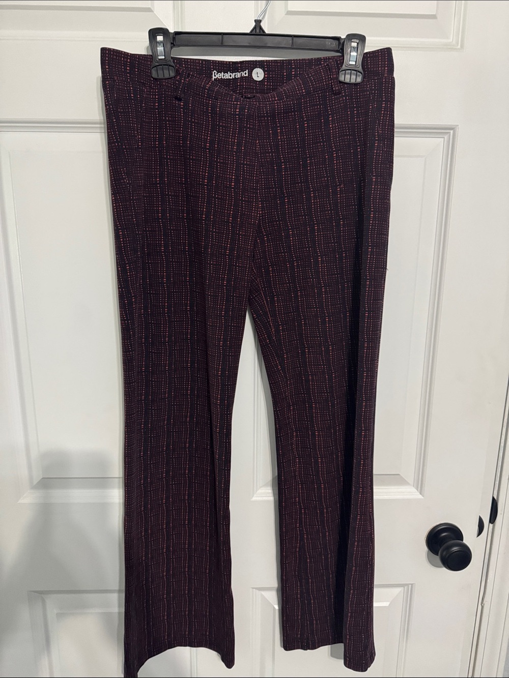 Betabrand Women’s Maroon Pinstripe Dress Pants
